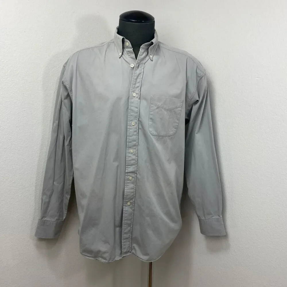 Banana Republic Gray Twill Cotton Mens Shirt Large Long Sleeves Button Down